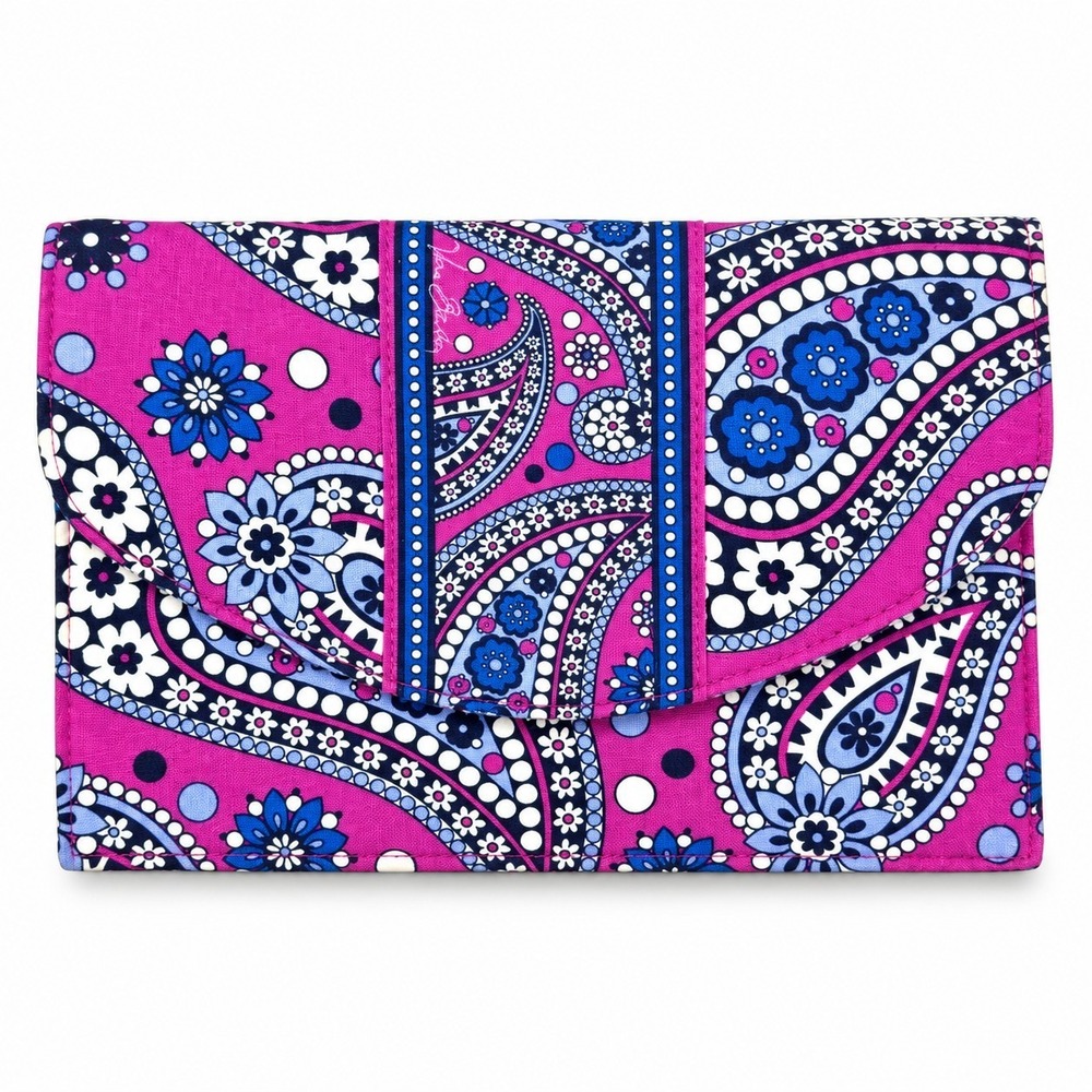 Vera Bradley Travel Envelope Wallet Boysenberry Pink Paisley Retired